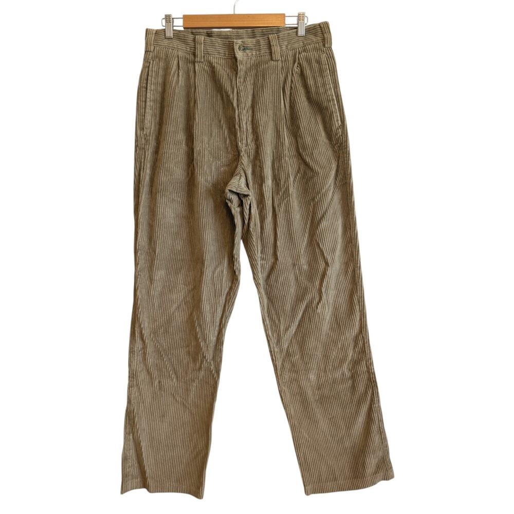 Tommy Hilfiger Men's Corduroy Pleated Vintage Pants 32x34 Tan Khaki Y2K